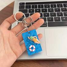 Creative Swimming Pool Keychain Cute Cartoon Girl Boy Float Board Pendant Backpack Swimming Pool Small Gift - Multicolor - View 8