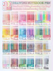 Languo 15/72/168/207/234色大容量凝膠筆，0.6mm細筆尖適用於線條繪圖、上色、勾線、陶瓷、塑料、木材、石頭、布料、紙張等，優異的色彩覆蓋力，高品質學生美術用品 - 套裝 - 查看 12