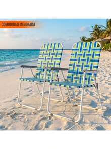 Timotech Set de 2 Sillas Plegables para Exterior de Malla Transpirable Sillas Portátiles para Playa y Jardín con Respaldo Alto Estructura de Metal Reforzada para Camping y Patio - Multicolor - Ver 2