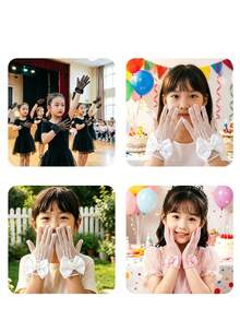 1 Pair 4-8 Years Old Girls Summer Thin Elastic Mesh Bow Princess Gloves - 1Pair - View 5