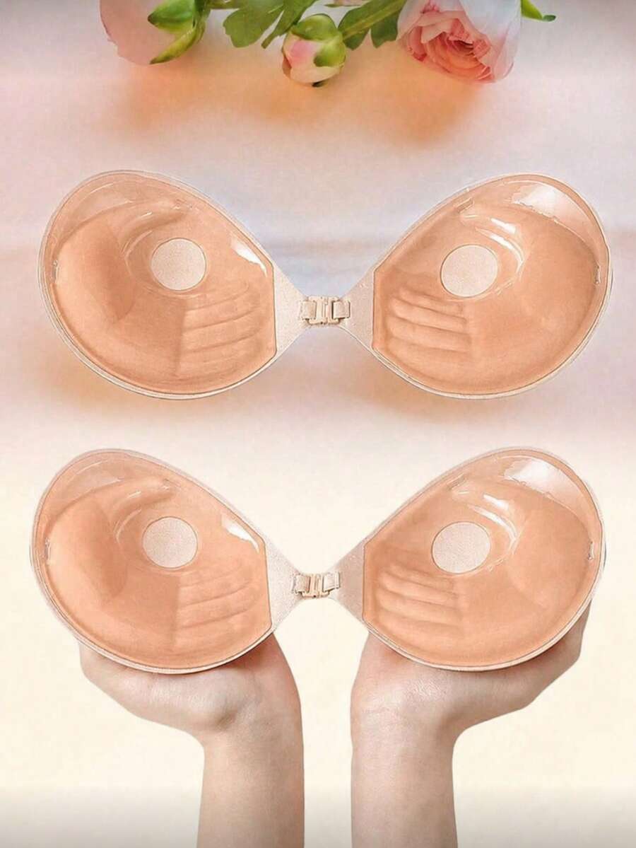 1pc 3cm Thick Invisible Bra, Suitable For Small Bust, Strapless Backless Dress, Significant Breast Enhancement Effect - Apricot - View 1