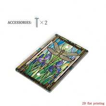 1pc Colorful Glass Pattern Switch Cover Plate Dragonfly & Iris Print 2D Flat Design Personalized Wall Art Decor For Home Kitchen Bathroom Office - Multicolor - View 16