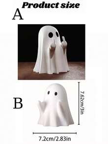 1pc Cute Halloween Ghost Figurine - Spooky Resin Ghost Statue, Gothic Halloween Decor, Cute "Finger Ghost" Small Ornament; Ideal For Indoor And Porch Halloween Decoration, Desktop Display, Unique Creative Gift, Perfect For Halloween Party Decor. - Multicolor - View 5
