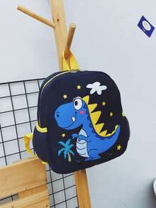 Cartoon Unicorn Teenager Backpack Nylon Printed Small School Bag - Black Dinosaur - View 5