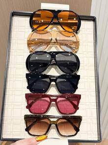 6 pares de gafas de moda con lentes de color y montura completa de estilo aviador con estampado de leopardo para mujeres, diseño de estilo INS, mezcla perfecta de borde moderno y encanto vintage, adecuado para fotografía callejera, salidas, vacaciones y otras ocasiones - 6 colores 2 - Ver 27
