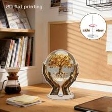 1/2 buah Ornamen Meja Pohon Kehidupan Akrilik Datar 2D, Desain Bola Kristal Genggam Emas, Dudukan Meja Elegan, Cocok Untuk Rumah, Kantor, Rak Buku, Meja, Dekorasi Ruangan Estetik Modern - Basis berputar multiwarna - View 4