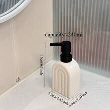 Nordic-Style Affordable Luxury Soap Dispenser-A Refillable Lotion Bottle Featuring A Linear Design And Crafted From Fine Ceramic. It Serves As Both A Practical Dispenser For The Bathroom And A Stylish Home Decor Accent. - Multicolor - View 3