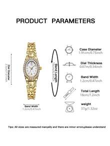 1pc Fashion Women's Alloy Bracelet Watch, Elegant Vintage, Oval Rhinestone Frame With Embossed Chain, Suitable For Various Occasions, Ideal Holiday Gift - White - View 9