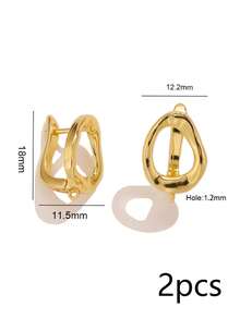 2 Stücke/Set Kupfer Mehrzweck Ohrring Zubehör, mit hochtransparenten weißen Zirkonia besetzt, mehrere Stile verfügbar: Blatt/Rund/Balken/U-Form, DIY Anhänger Ohrring Herstellungsmaterialien - Ohrringe - Übersicht 8