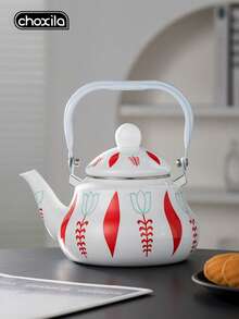 choxila 1pc Multicolor Tulip Leaf Enamel Pot, Multifunctional Teapot, Coffee Pot, Kettle For Home Use, Kitchen Universal Induction Or Gas Stove Direct Heat Enamel Teapot, Home Tabletop Decor Teapot, Holiday Gift Teapot - Tulip Enamel Teapot - View 3