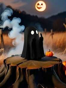 1pc Cute Halloween Ghost Figurine - Spooky Resin Ghost Statue, Gothic Halloween Decor, Cute "Finger Ghost" Small Ornament; Ideal For Indoor And Porch Halloween Decoration, Desktop Display, Unique Creative Gift, Perfect For Halloween Party Decor. - Multicolor - View 7