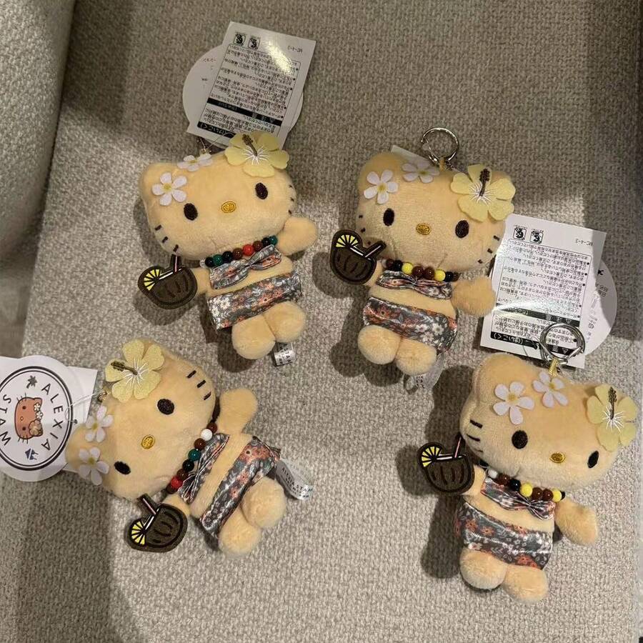 1個度假黑色皮革兒童毛絨玩具背包配件鑰匙圈毛絨配件紀念品
