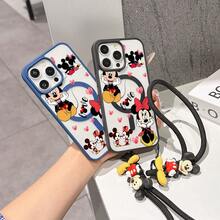 This Disney Mickey Mouse Pattern Lanyard Phone Case Features A Strong Magnetic Closure And Full Coverage Of Acrylic And TPU Material. It's Shockproof, Lightweight, And Suitable For IPhone17/16/11/13/15/15 Plus/15 Pro/15 Pro Max/12/14 Pro Max/11 Pro Max/12 Pro/12 Pro Max/13. It's A Popular Birthday Gift, Business Gift, Durable, Stain-Resistant, And Fingerprint-Resistant New Phone Case For Men And Women. It Also Includes A Mickey Mouse Phone Case And Mickey Mouse Doll Bracelet. Compatible With SamsungGalaxy S20, S21, S22, S23, And S24 Series. It's The Perfect Gift For Friends And Family. This Stylish Phone Case Is Fun, Lightweight, And Durable. IPhone17 Pro Max Phone Case, Minnie Phone Case. - 粉色 - 查看 9