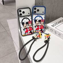 This Disney Mickey Mouse Pattern Lanyard Phone Case Features A Strong Magnetic Closure And Full Coverage Of Acrylic And TPU Material. It's Shockproof, Lightweight, And Suitable For IPhone17/16/11/13/15/15 Plus/15 Pro/15 Pro Max/12/14 Pro Max/11 Pro Max/12 Pro/12 Pro Max/13. It's A Popular Birthday Gift, Business Gift, Durable, Stain-Resistant, And Fingerprint-Resistant New Phone Case For Men And Women. It Also Includes A Mickey Mouse Phone Case And Mickey Mouse Doll Bracelet. Compatible With SamsungGalaxy S20, S21, S22, S23, And S24 Series. It's The Perfect Gift For Friends And Family. This Stylish Phone Case Is Fun, Lightweight, And Durable. IPhone17 Pro Max Phone Case, Minnie Phone Case. - Màu xanh lam - Xem 1