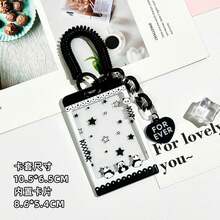 Cute Animal Transparent Card Holder, Embossed Photocard Sleeve With Keychain - 紫色綁帶蝴蝶+2.7皮條白鑰匙圈 - 查看 7