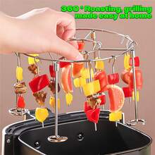 Detachable Vertical Grill Rack + 24 Skewers, Suitable For 3QT-6QT Air Fryer Oven, Kitchen And Outdoor BBQ Essential, Even Heating And Non-Burning, Suitable For Meat And Vegetable Roasting - Vertical Grill - View 4