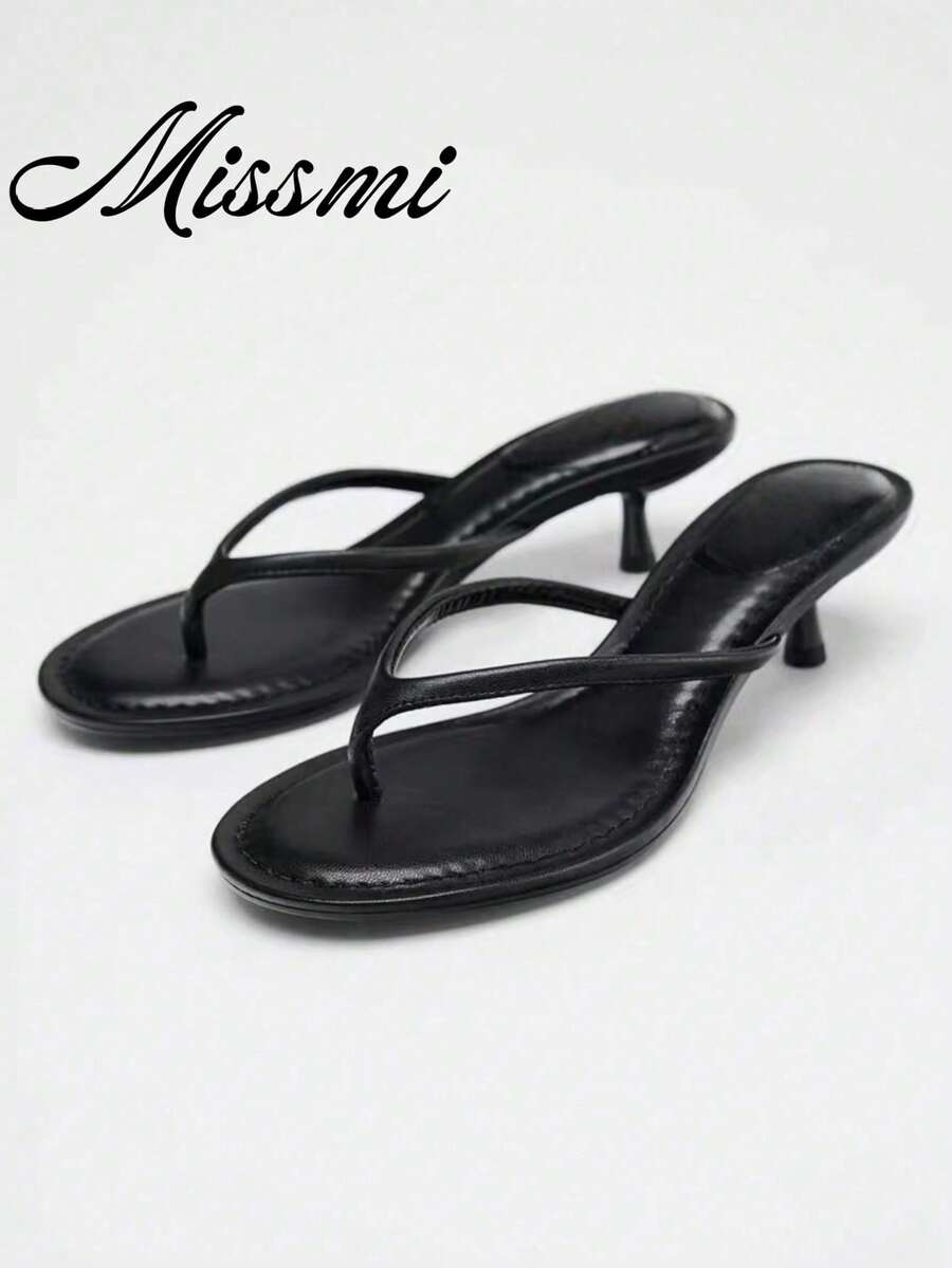 Summer New Women's Brown Suede Mid-Kitten Heel High Heel Sandals