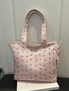 New Women's Large Capacity Casual Commuter Shoulder Bag, Lightweight Minimalist Handbag, Fashionable Versatile Tote Bag - Pink - View 9