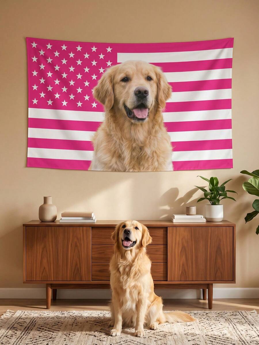 1pc Customized 3x5ft Pink American Flag, Personalized Photo Tapestry, Custom Banner For Bachelorette Party, Dorm Room Decor, Independence Day Poster