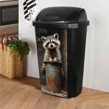 Cute Raccoon Trash Can Sticker - Waterproof Coating, Easy-To-Clean Surface, Fits Standard Size Trash Cans, Durable And Removable, Perfect For Outdoor Use, Raccoon Bathroom Decor - A - View 7