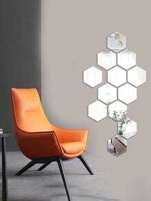 Hexagonal Acrylic Silver Mirror Wall Stickers (12pcs, 24pcs Or 36pcs), Home Decor, DIY Removable Geometric Hexagon Mirror Art, Suitable For Bedroom, Living Room, Office And Kitchen, Decorative Mirror Stickers, Wall Decor, Room Accent - Acrylic Mirror Sticker - View 3