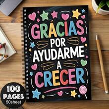 1 Caderno Espiral Interessante em Espanhol "Obrigado por me Ajudar a Crescer" para Professor - Diário de Gratidão com Design de Estrelas Coloridas e Flocos de Neve, Ótimo para Presentes de Formatura, Suprimentos Escolares Positivos, Volta às Aulas, Notas da Faculdade, Caderno Escolar - B - Visão 6