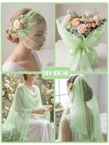 1pc Light Green Pearl Tulle Fabric, Wedding Decoration Banner, Party Backdrop, Translucent Curtain, Bridal Shower, DIY Wedding Dress, Photo Props, Tablecloth, Tablecloth, Gift Wrapping, DIY Crafts, Baby Shower, Home Decor, Birthday Party Supplies, Birthday Decoration, Table Centerpiece Decoration, Home Decor, Room Decor, Chair Decoration Bow - Light Green Pearls - View 8