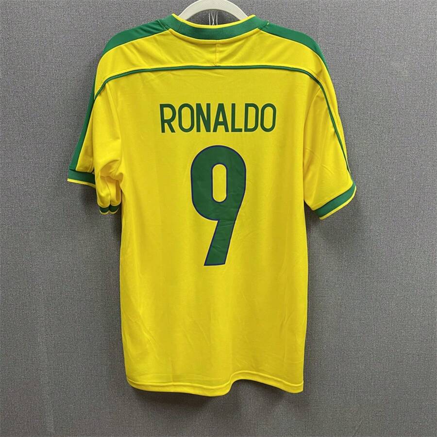 [48h Instant Delivery]Brazil Retro Big Ronaldo No.9 Jersey Classic Yellow And Green Colorway Alien Same Style Football Shirt - Multicolor - View 1