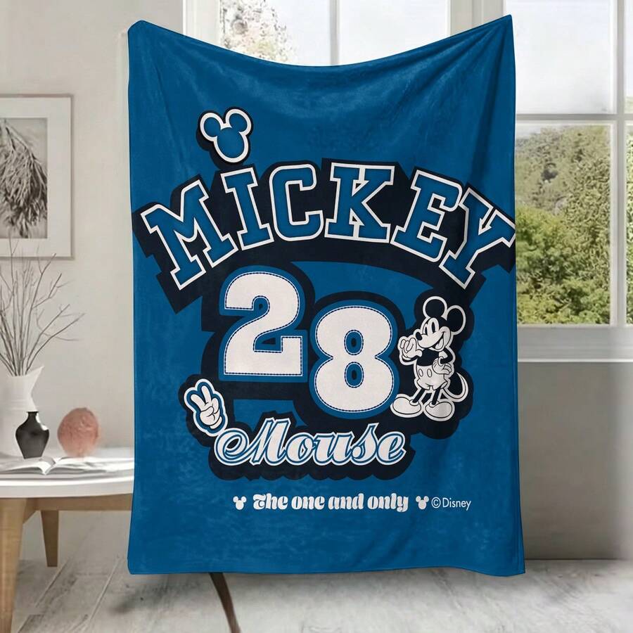 Manta de franela Disney Mickey Mouse "28 El Único", manta de felpa suave y acogedora con fondo azul, adecuada para sofá, cama, sala de estar, dormitorio, oficina, viajes, todas las estaciones - color 1 - Ver 1