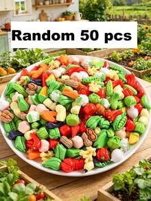 10/30/50/100pcs Realistic Resin Fruit And Vegetable Beads - Assorted Craft Kit, Includes Tomato, Cucumber, Chili Pepper, Etc., Suitable For DIY Jewelry, Home Decor Crafts - Resin Vegetable Pendant - View 14