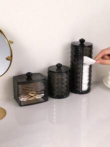 1 bộ 3 khay đựng đồ trang điểm bằng acrylic họa tiết kim cương, hộp đựng mỹ phẩm bằng acrylic trong suốt, giá để lọ đựng trong phòng tắm có nắp, cho ngày lễ bãi biển, bộ sưu tập phòng tắm, bộ sưu tập phòng ngủ, dung tích lớn - Trong sáng - Xem 9