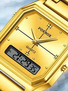 Foxbox LIGE New Luxury Fashion Women's Watch Stainless Steel Strap Quartz Movement Water-Resistant With Luminous Hands Digital Display Women's Watch - Gold - View 2