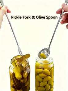 1pc/2pcs Stainless Steel Kimchi Fork, Olive Fork, Kimchi Tong, Coffee Spoon, Salad Fork & Spoon, Cocktail Stirrer, Canned Kimchi Fork, Cocktail Fork, Stainless Steel Fruit Fork, Long Handle Spoon, Stainless Steel Long Handle Spoon, Gourd Handle Ice Cream Spoon, Honey Stirrer, Fruit Fork, Oil Spoon - View 11