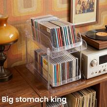CD DVD Storage Rack Clear Plastic Drawer Organizer With Smooth Pull Out Drawers - Transparente - 2 niveles - Ver 4