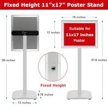 Roll Up BannersHeavy Duty Standing Sign Holder 11x17 Inch - Pedestal Floor Sign Stand With Weighted Base - Vertical Horizontal View Poster/Menu Holder For Indoor/Outdoor Business Store Advertising Silver - Sliver - View 3