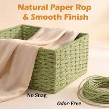 1pc Woven Storage Baskets, Stackable Rope Storage Bins, Multi-Size Organizer Boxes For Living Room Bedroom Bathroom, Home Office Desk Organizer, Boho Decorative Baskets For Cosmetics/Toys/Clothes, Ideal For Mothers Day Housewarming Gift - Pink - View 9