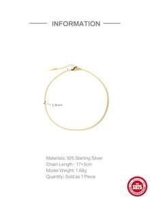 1 pieza Pulsera de cadena lateral de plata de ley 925 hipoalergénica, joyería de plata de ley adecuada para mujeres para uso diario, citas, vacaciones, bodas, fiestas, regalo de vacaciones - Dorado - Ver 7