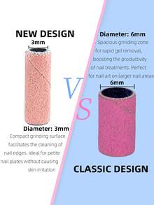 50/100/200Pcs/Box With 1PC Mini Mandrel Nail Art 3mm Mini Grinding Sand Ring Bands(80# 120# 180# 240#)Electric Grinding Machine Nail Grinding Head Manicure Accessories Tools Dead Skin Remover - Pink - View 3