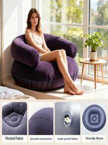1pc Portable Inflatable Outdoor Lounge Chair, Soft Comfortable U-Shaped Bean Bag Chair, Breathable PVC Material, Ergonomic Design, Modern Seat, Lightweight Structure, Compact Cushion, Foldable Inflatable Outdoor Lounge Chair/Sofa, Suitable For Living Room, Balcony, Camping, Picnic, Outdoor Seating, Camping Chair - Multiple Styles - View 10