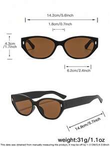 1 PC Women's Oval Cat Eye Lightweight Frame Fashion Glasses Protection Retro Style For Outdoor - Multicolor - View 6