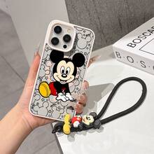 This Disney Mickey Mouse Pattern Lanyard Phone Case Features A Strong Magnetic Closure And Full Coverage Of Acrylic And TPU Material. It's Shockproof, Lightweight, And Suitable For IPhone17/16/11/13/15/15 Plus/15 Pro/15 Pro Max/12/14 Pro Max/11 Pro Max/12 Pro/12 Pro Max/13. It's A Popular Birthday Gift, Business Gift, Durable, Stain-Resistant, And Fingerprint-Resistant New Phone Case For Men And Women. It Also Includes A Mickey Mouse Phone Case And Mickey Mouse Doll Bracelet. Compatible With SamsungGalaxy S20, S21, S22, S23, And S24 Series. It's The Perfect Gift For Friends And Family. This Stylish Phone Case Is Fun, Lightweight, And Durable. IPhone17 Pro Max Phone Case, Minnie Phone Case. - Blue - View 7