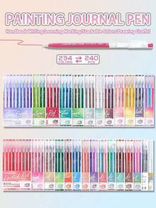 Languo 15/72/168/207/234色大容量凝膠筆，0.6mm細筆尖適用於線條繪圖、上色、勾線、陶瓷、塑料、木材、石頭、布料、紙張等，優異的色彩覆蓋力，高品質學生美術用品 - 套裝 - 查看 13