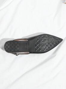 Glossy Pointed Toe Flat Slide Sandals For Women - Black - View 6
