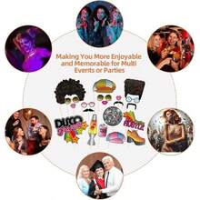 20pcs Disco Photo Booth Props, Suitable For 70s Disco Party Decor - Disco Theme Party Decorations, Retro Photo Props, Perfect For Disco Fever Parties, Birthday Parties - View 2