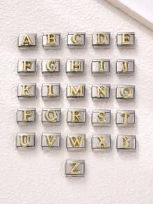 1pc Italian Style Stainless Steel Letter Modular For DIY Bracelet Accessories Jewelry Making Gift - Multicolor - View 1
