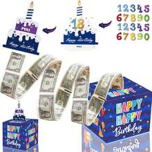 Birthday Pull-Out Cash Box, Cash Gift Explosion Surprise Box, Cash Roll Cake Pull-Out Set With Card And Instructions, Suitable For DIY Surprise Gift Box For All Ages - View 6