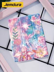 1個亮面美人魚印花平板保護殼，適用於 iPad 10.2 吋 Pro 2021/2020 / (A16) 11 吋第11代 2025/第10代、Galaxy Tab A8 10.5 吋 2022、Matepad 10.4/ Tab/，防摔，附筆槽，支援睡眠/喚醒，平板使用者的最佳禮物 - 多色 - 查看 1