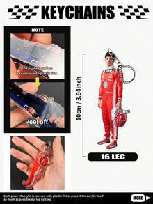 F1 Racing Car Keychain, F1 Sports Car Keychain, F1 Keychain, Racing Car Keychain, Keychain Accessories, RUS, ANT, VER, LEC, NOR, PIA, SAI, ALB, Bag Pendant, 2D Cartoon Character Gift, Suitable For Fans, Birthday Gift, Keychain, Car Keychain And Packaging Decoration, Backpack And Interior Decoration - Please Remove the Protective Film Before Use. - View 23