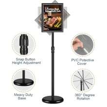 Roll Up BannersSign Holder 8.5x11 Inch Adjustable Sign Holder Stand With Base Signage Stand With Snap-Open Frame Display For School Store Business Advertise Show Christmas Decor Black - Black - View 6