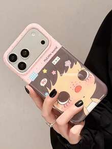 Cute Big Head Cartoon Girl Print Phone Case, Japanese Kawaii Aesthetic, Shockproof Anti-Scratch Anti-Fingerprint TPU Protective Cover For IPhone11/12/12 Pro/12 Pro Max/12 Mini/13/13 Pro/13 Pro Max/13 Mini/14/14 Pro/14 Pro Max/14 Plus/15/15 Pro/15 Pro Max/15 Plus/16/16 Pro/16 Pro Max/16 Plus/17/17 Pro/17 Pro Max/17 Plus - Multicolor - View 2